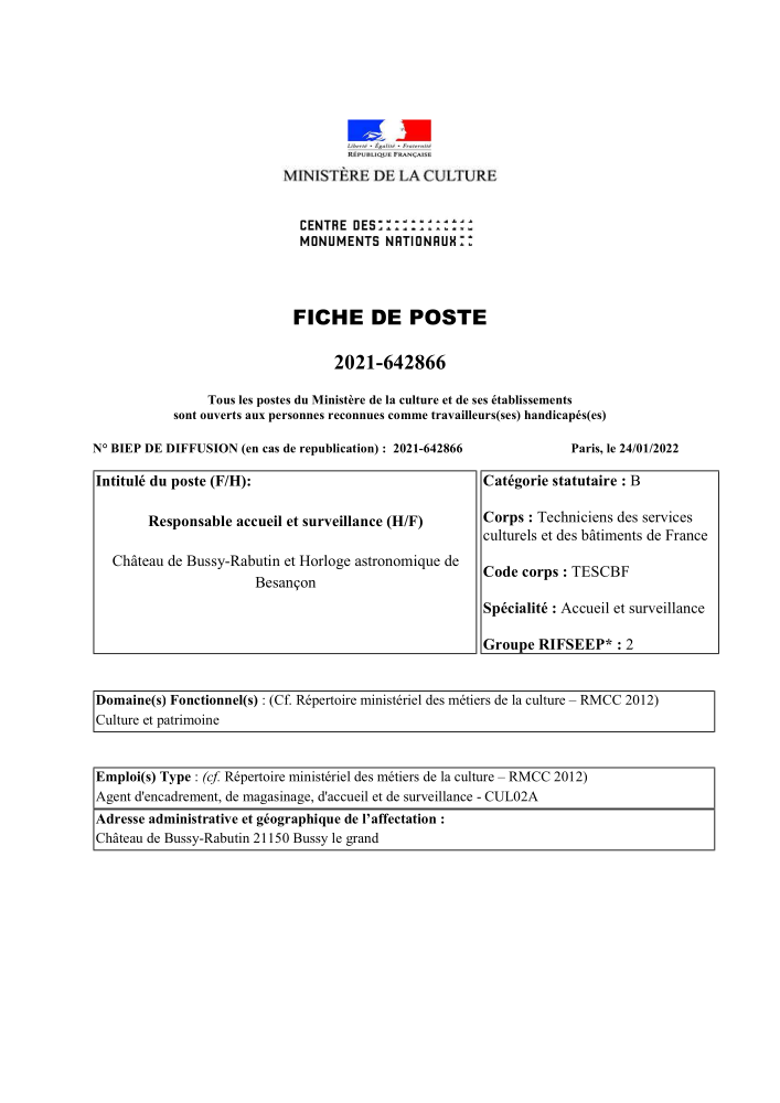Fiche de poste