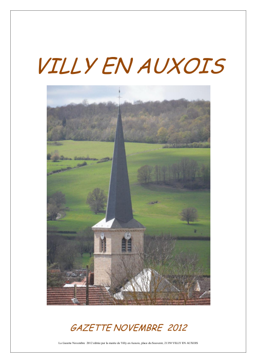 Gazette de Novembre 2012