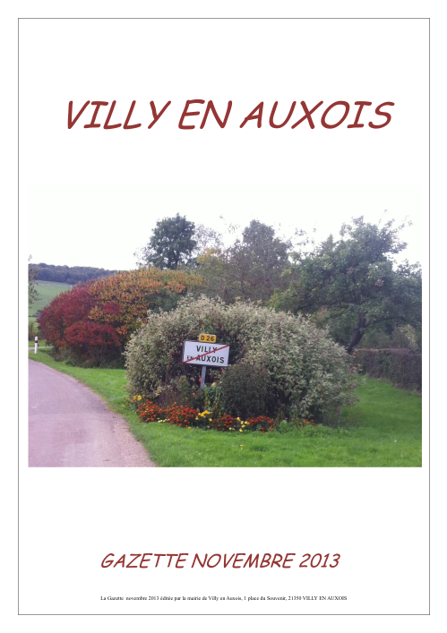 Gazette de Novembre 2013